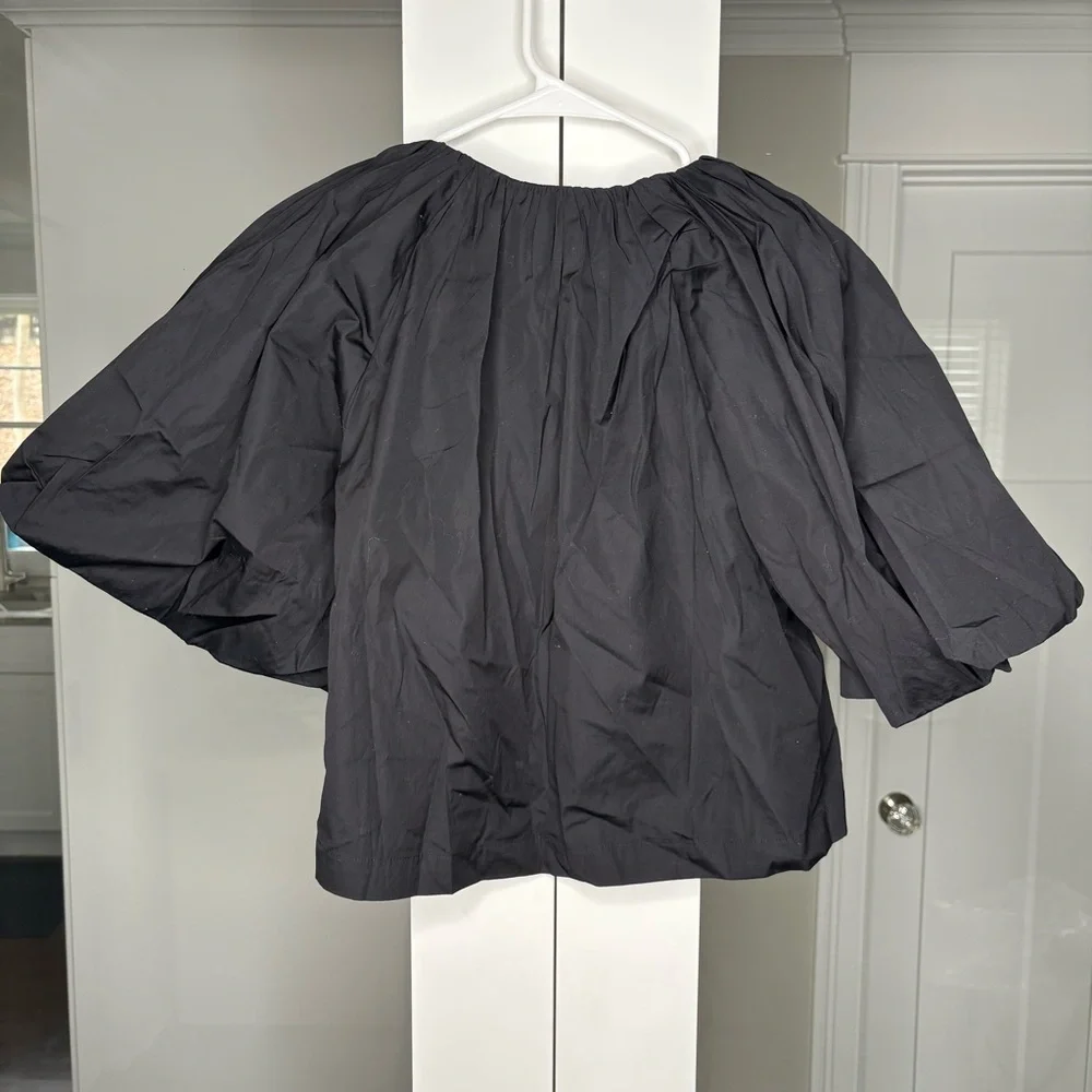 NWT Madewell Bubble-Sleeve Top Poplin True Black